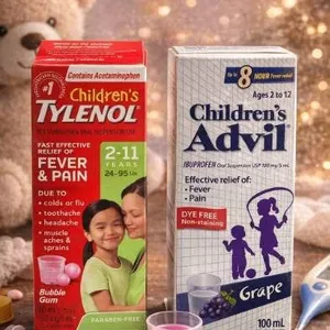 Lot of Children’s Tylenol and Children’s Advil Fever and Pain Relief, 100 ml Each
