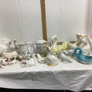 (2) BOXES W/ MISC CERAMIC & PORCELAIN ORNAMENTS - DUCKS, GEESE, SWANS