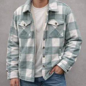 Sage Collective L/G Button-Up Plaid Jacket with Sherpa Lining