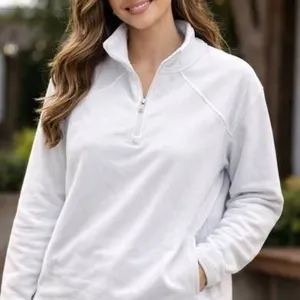 Mondetta XL/TTG Quarter-Zip Fleece Pullover in Light Gray