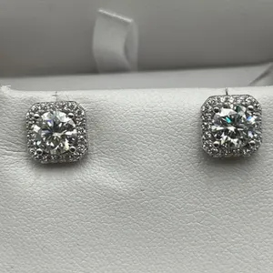 $1500 APPRAISED 2.00 HALO CUT STUD EARRING SET