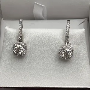 $1475 APPRAISED HALO CUT 2.00 CARAT EARRING SET