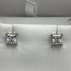 $1335 APPRAISED PRINCESS CUT 2.00 CARAT SOLITAIRE EARRINGS