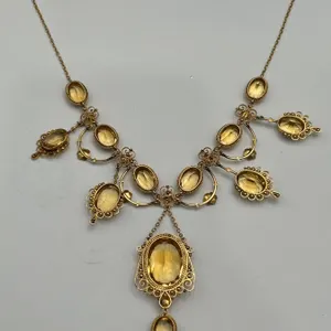 10K Yellow Gold Necklace With Citrine Stones $5700 Certificate