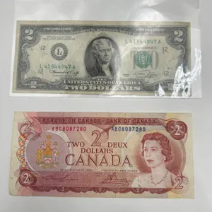 United States 1976 $2 Bill and Canada 1974 $2 Paper Currency Notes