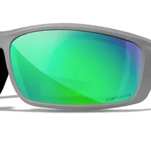 Wiley X WX Grid Matte Cool Grey Frame with CAPTIVATE Pol Green Mirror Lens