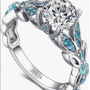 Jeulia  Ring 4.3 Carat Butterfly Ring 925 Sterling Silvers Crystal Ring Topaz Rings Size 8.5