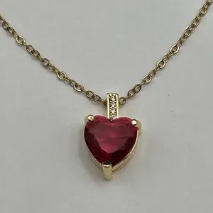 Heart-Shaped Ruby Pendant Necklace and chain set