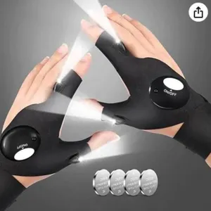 LED Flashlight Gloves Pair With Built-In Lights