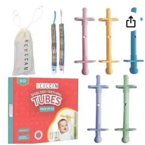 Bebecan Shielded Teething Tubes – Baby Teething Relief 0-36 Months, Anti-Choking Design, Cl