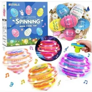 Sixvala Spinning Speed Twirl Top Easter Eggs with Light-Up Feature