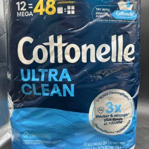 Cottonelle Ultra Clean Toilet Paper, 12 Mega Rolls, 3-Ply, 284 Sheets Per Roll