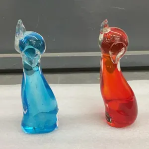 (2) DESIGNED IN MURANO GLASS DOG ORNAMENTS
