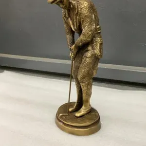 SOLID BRASS GENTLEMAN GOLFER STATUE