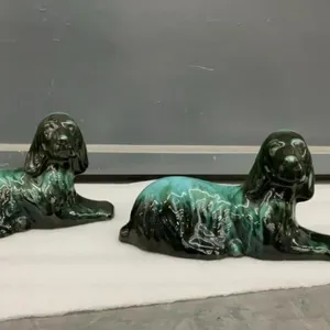 (2) MATCHING BMP POTTERY DOGS - UNMARKED