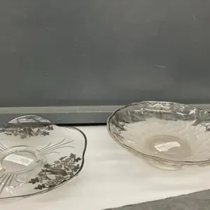 (2) VINTAGE SILVER INLAY DISHES