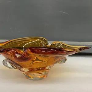 VINTAGE HEAVY GLASS AMBER DECOR PIECE