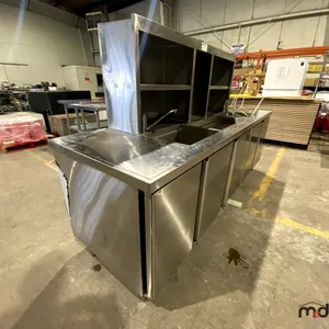 2-Compartment Stainless Steel Sink w/ Shelving & Cabinet Storage
 UNRESERVED