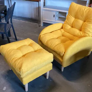 YELLOW 3 POSITION CHAIR AND OTTOMAN