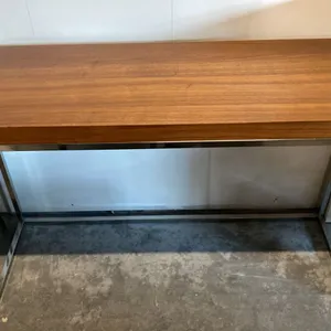 WALNUT TOP WITH CHROME PLATED BASE SOFA TABLE APPROX 16" X 48"
