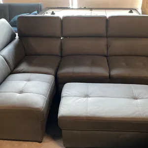 CONTEMPORARY GREY 3 PC SECTIONAL SOFA WITH PULL OUT BED/STORAGE & ADJUSTABLE HEADRESTS