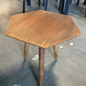 SMALL COPPER 5 SIDED 3 LEGGED METAL TOP SIDE TABLE