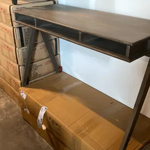 CONTEMPORARY GREY 3 SLOT SOLID ACACIA WRITING DESK APPROX 48" X 20"