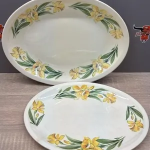 2 Shenandoah Ware Yellow Daffodils Serving