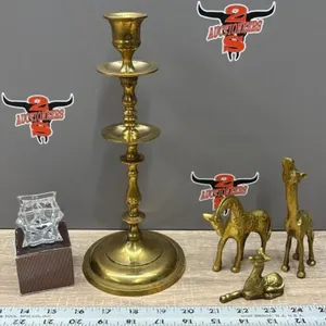 Brass Giraffe Figures, Candle Holder & Avon Lead