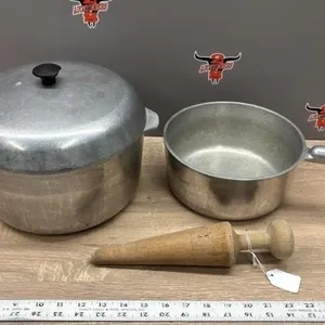 Wooden Canning Sieve Pestle & 2 Pots *NO SHIPPING