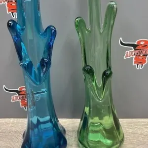 2, 11"H Finger Swung Art Glass Vases.