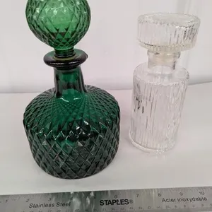 2 Decanters (Green 8"H).