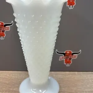 Hobnail Milk Glass Vase 9.5".
