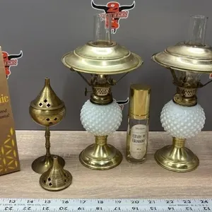 2 Oil Lamps, Incense Holder & Supplies.