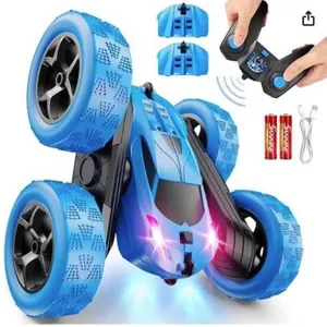 Qunreda 2.4 GHz RC Stunt Car with LED Lights and 4WD Double-Sided Design
