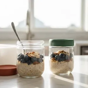 Overnight Oats Jars with Spoon and Marker, Set of 6