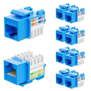 Lot of 4 IWILLINK RJ45 Cat6 Keystone Jack Adapter, Blue