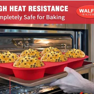 Walfos Silicone Large Muffin Pan – 6 Cup Jumbo Silicone Cupcake Pan