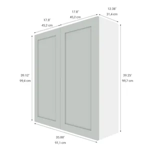 Eklipse RD-HTG36-GT 36″Wx39″H Wall Cabinet with 2 Doors and 3 Shelves, Angelite