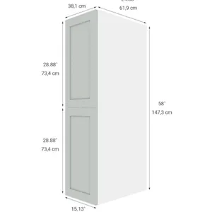 Eklipse RD-GM1558-GT 15″Wx58″H 2 Door Pantry Cabinet,  Angelite