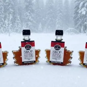 Lot of 4 – Four La Sucrerie de la Montagne Pure Maple Syrup Bottles (50ml Each)