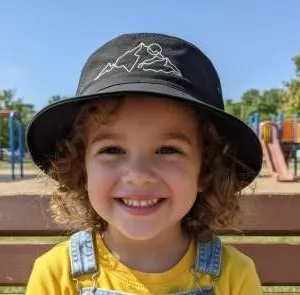 River Wear Black Bucket Hat with Mountain Embroidery, Size 58 cm
