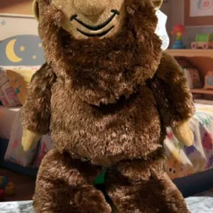 Plush Sasquatch Toy with Pink Bow and Painted Toes