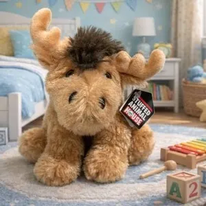 Small Stuffed Moose Plush Animal Toy