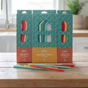 Three GoSili Jubilee Silicone Smoothie Straws with 6 Pieces Each