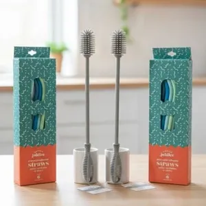 Danica Jubilee Reusable Silicone Straws with Cleaning Brush (Set of 6)