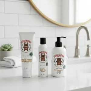 Hug More Baby Co. Unscented Skincare Set – Lotion, Oil, and Diaper Cream