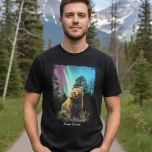 Lago Apparel Co Bear Graphic T-Shirt Size Small, Designed in Canada