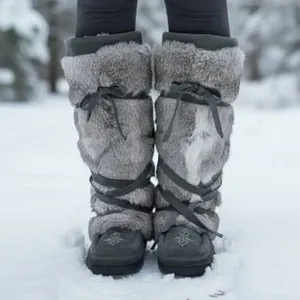 Manitobah Mukluks Tall Wrap Suede Mukluk Charcoal L08