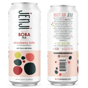Jenji Boba Tea Strawberry Latte 490mL (12-Pack)